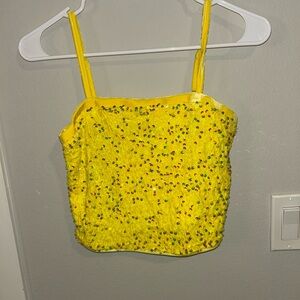 Allegra K Yellow Sequin Camisole
